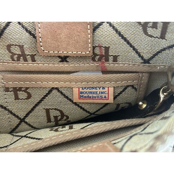 Vintage Dooney & Bourke Signature Monogram Small Hand Tote Purse Brown Leather - Picture 10 of 13